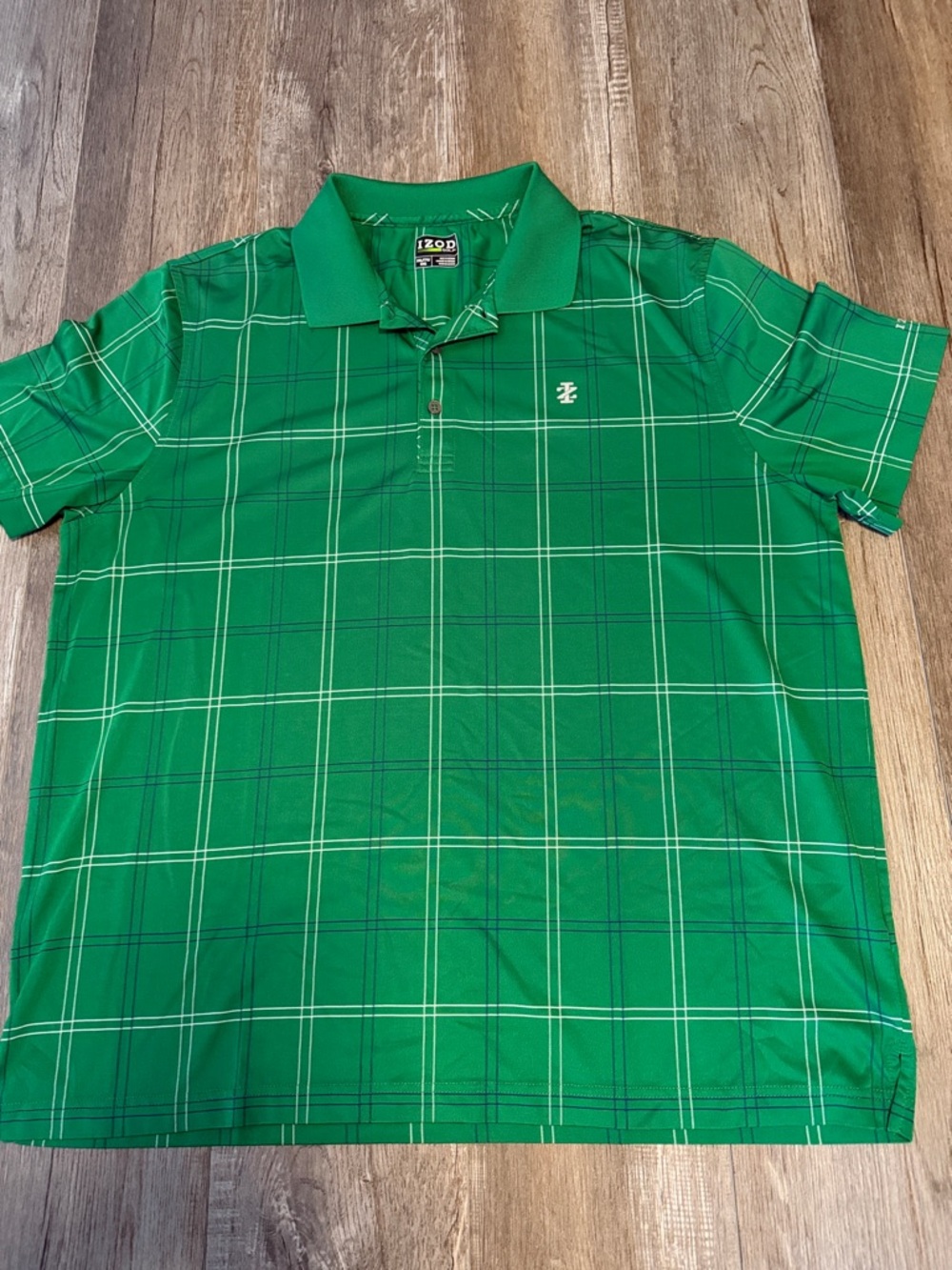 Izod Green Plaid Polo Shirt